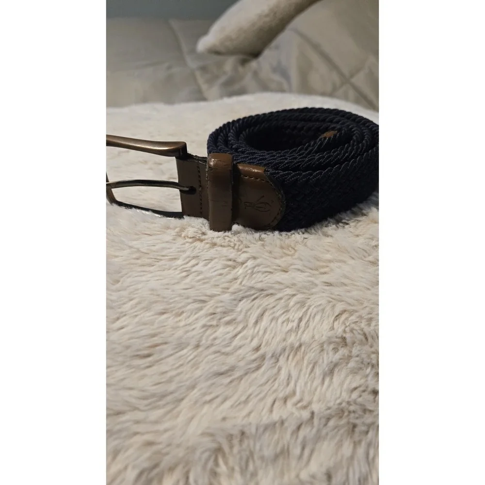 PGA Tour Men's Braided Stretch Belt Brown Leather Trim Golf Casual Size M/L